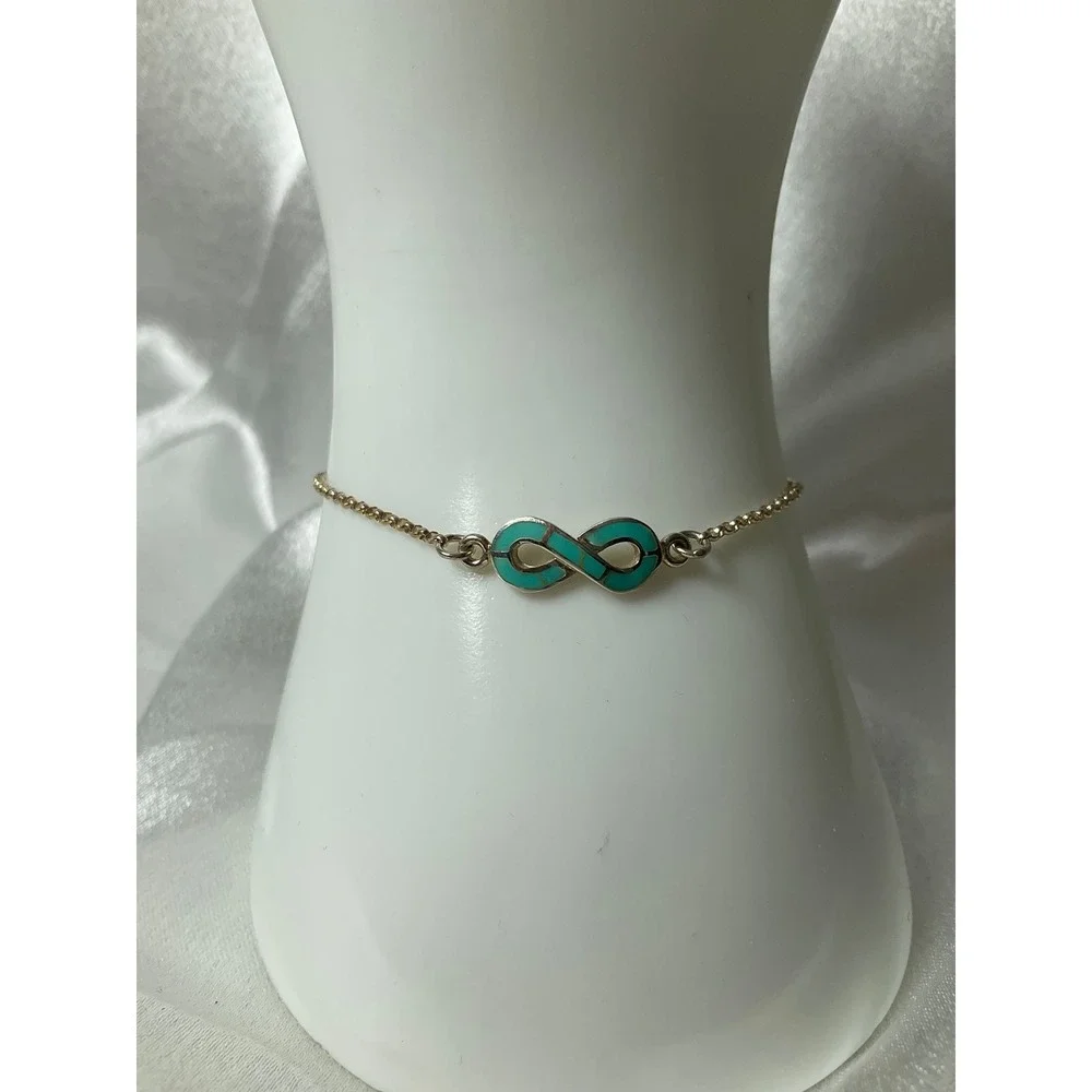 925 Sterling & Turquoise Extendable Infinity Bracelet